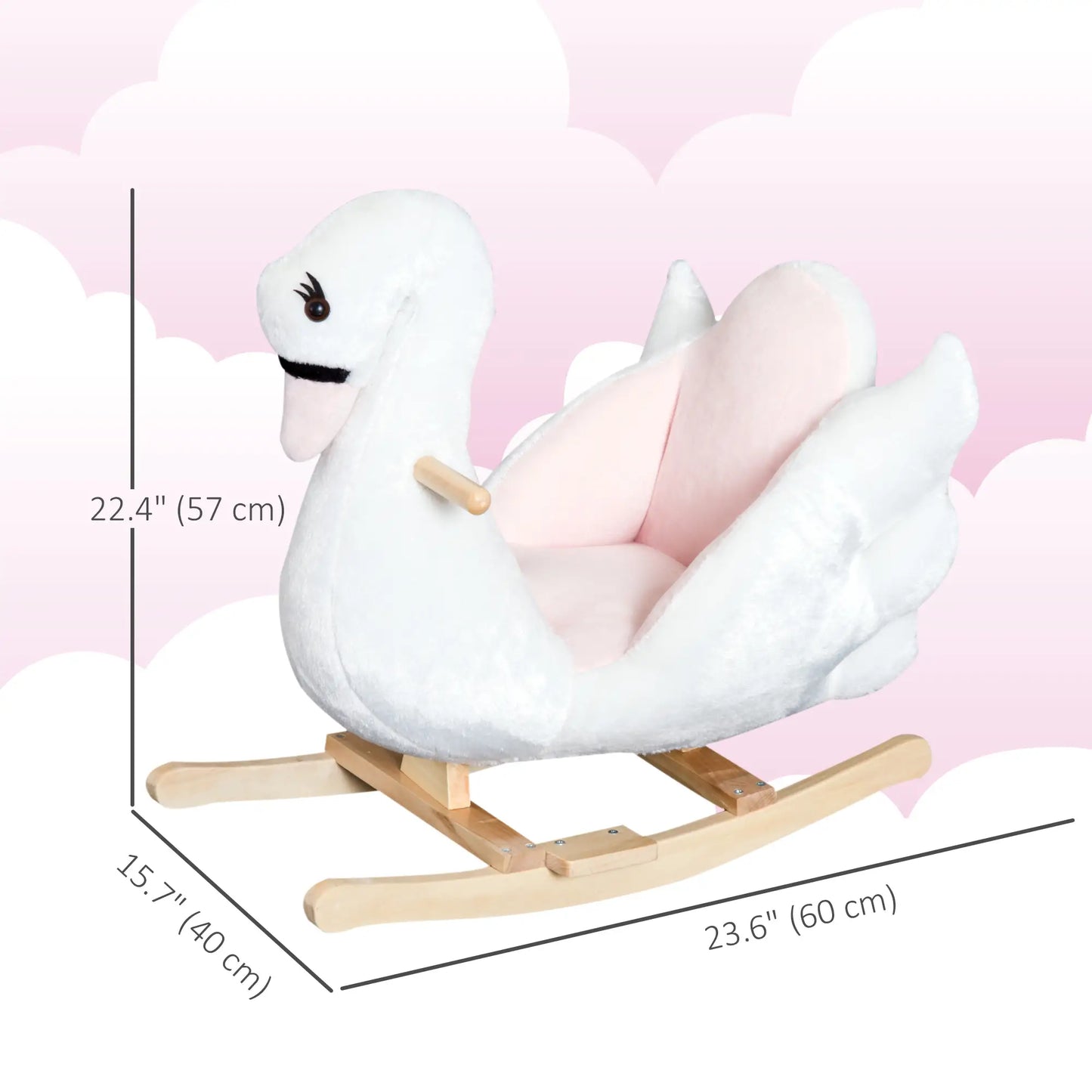Soft Warm Kids Rocking Horse, Plush Ride On Toy, Swan Style, White Rocking Horses at Gallery Canada