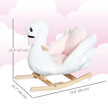 Soft Warm Kids Rocking Horse, Plush Ride On Toy, Swan Style, White Rocking Horses at Gallery Canada