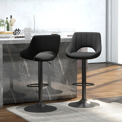 Swivel Bar Stools Set of 2, Linen Upholstered, Round Metal Base Bar Stools at Gallery Canada