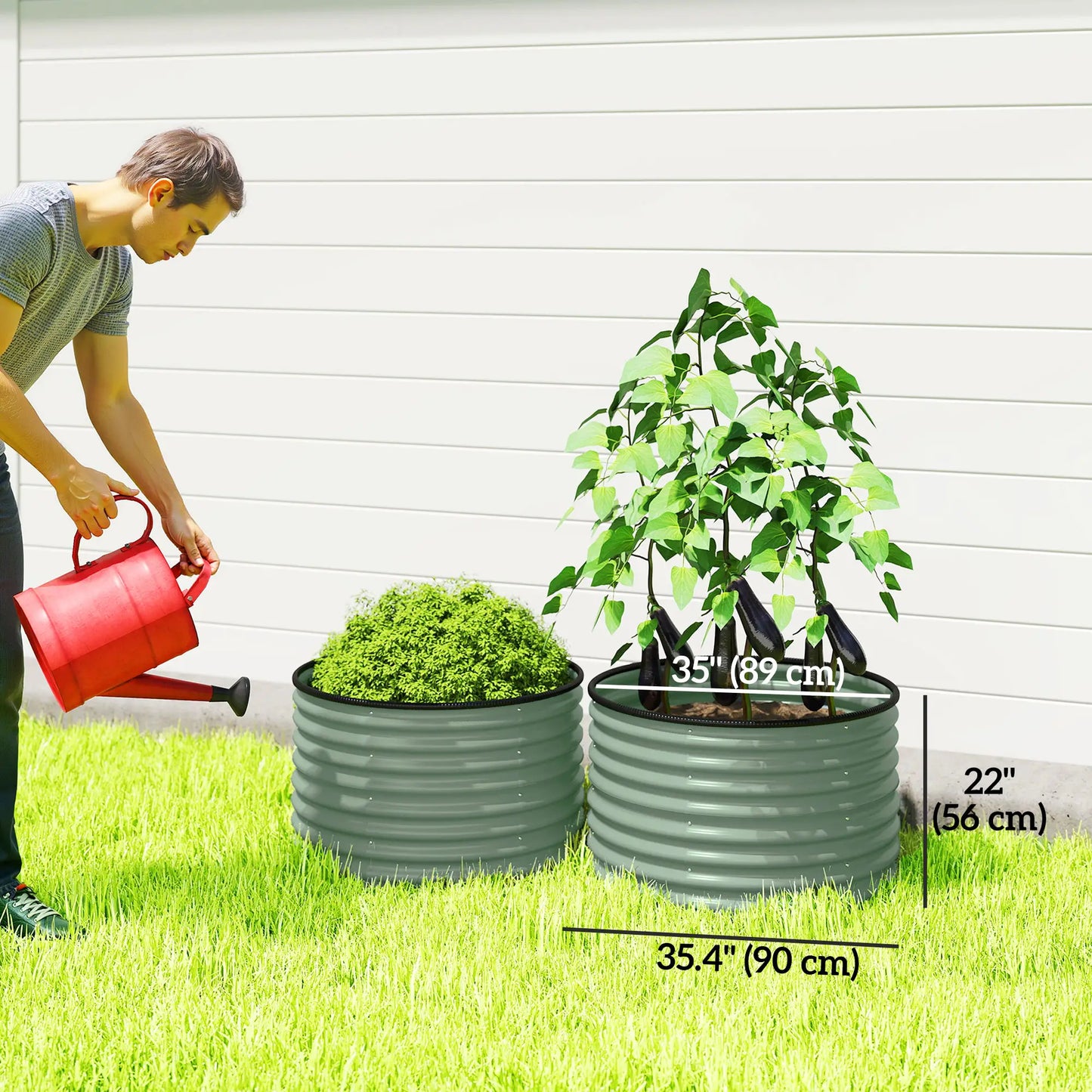 Set Of 2 Metal Raised Garden Beds, Easy To Assemble, Green