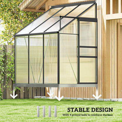 Aluminum Lean-To Greenhouse, Polycarbonate Walk-In, 6' x 4', Dark Grey Walk In Greenhouses at Gallery Canada