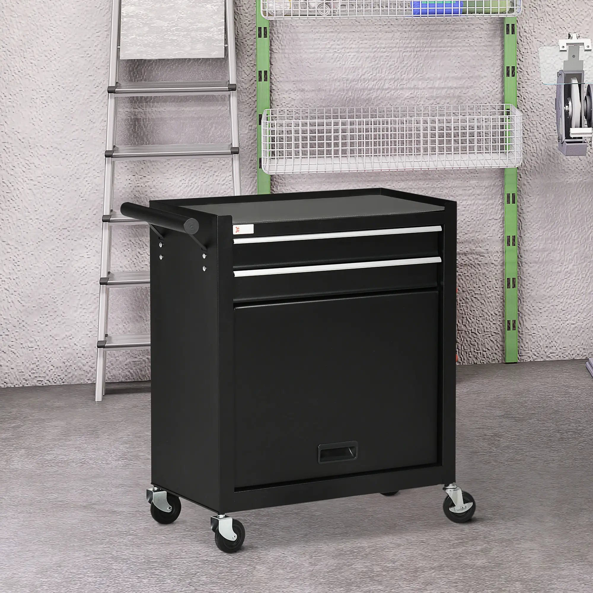 2-Drawer Rolling Tool Chest, Metal Cabinet, Black Tool Organizers at Gallery Canada