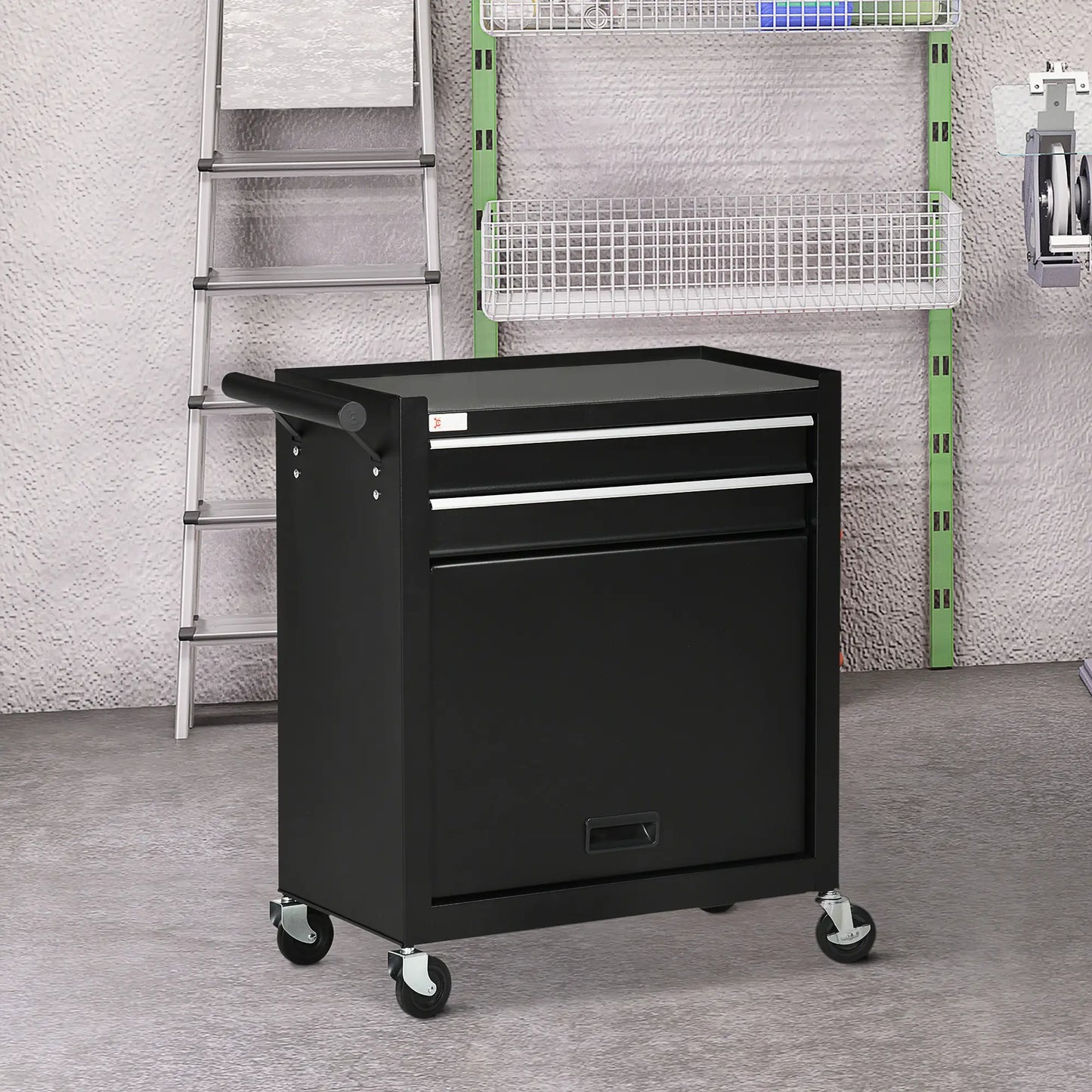 2-Drawer Rolling Tool Chest, Metal Cabinet, Black Tool Organizers at Gallery Canada