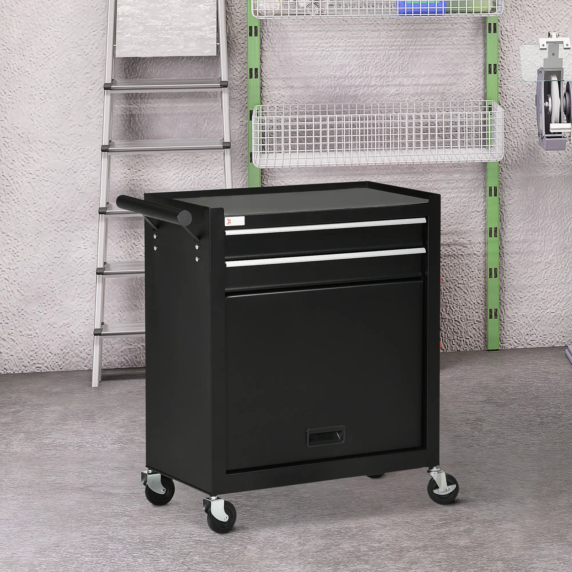 2-Drawer Rolling Tool Chest, Metal Cabinet, Black Tool Organizers at Gallery Canada