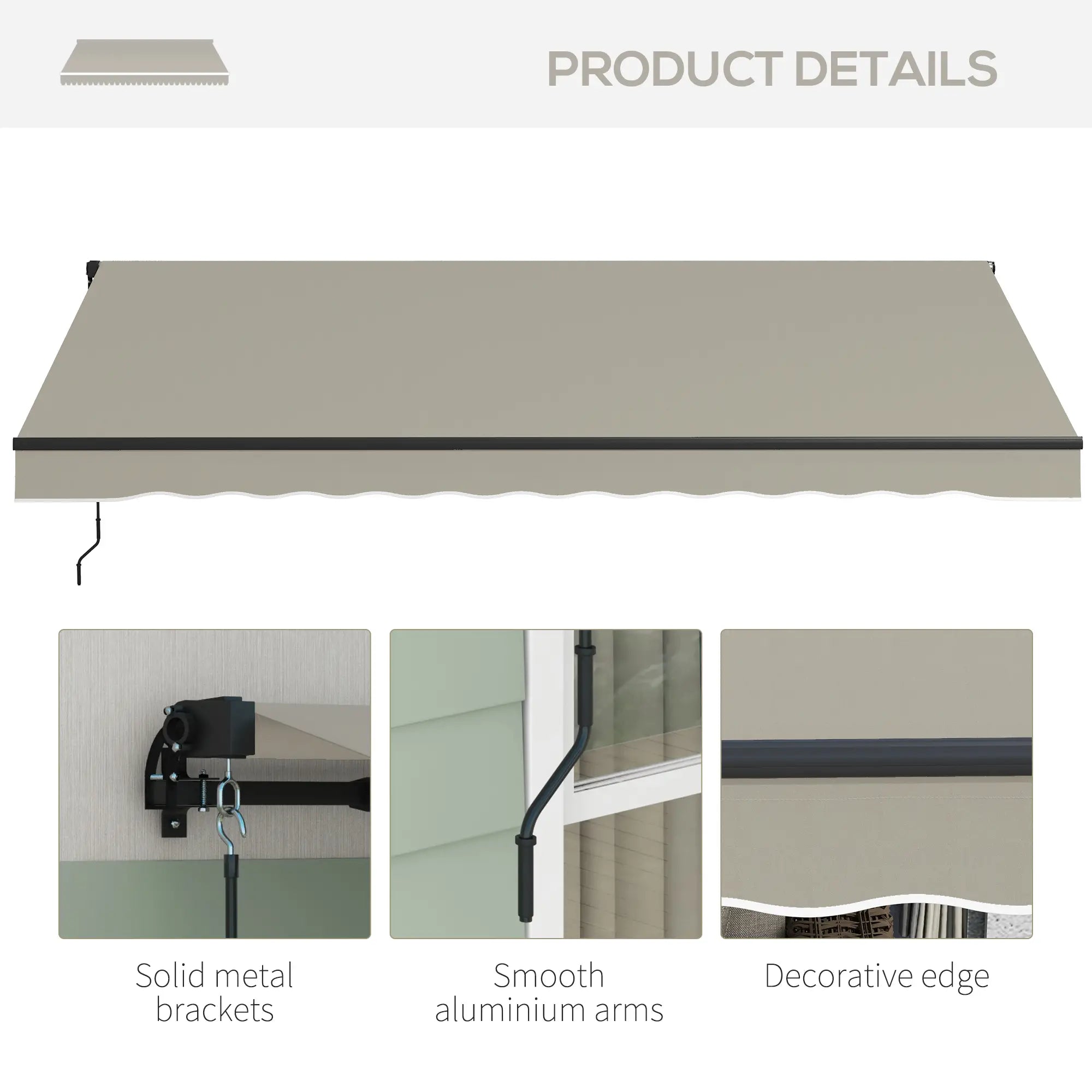 13' x 10' Retractable Awning, UV Resistant Sunshade, Light Grey Window Awnings at Gallery Canada