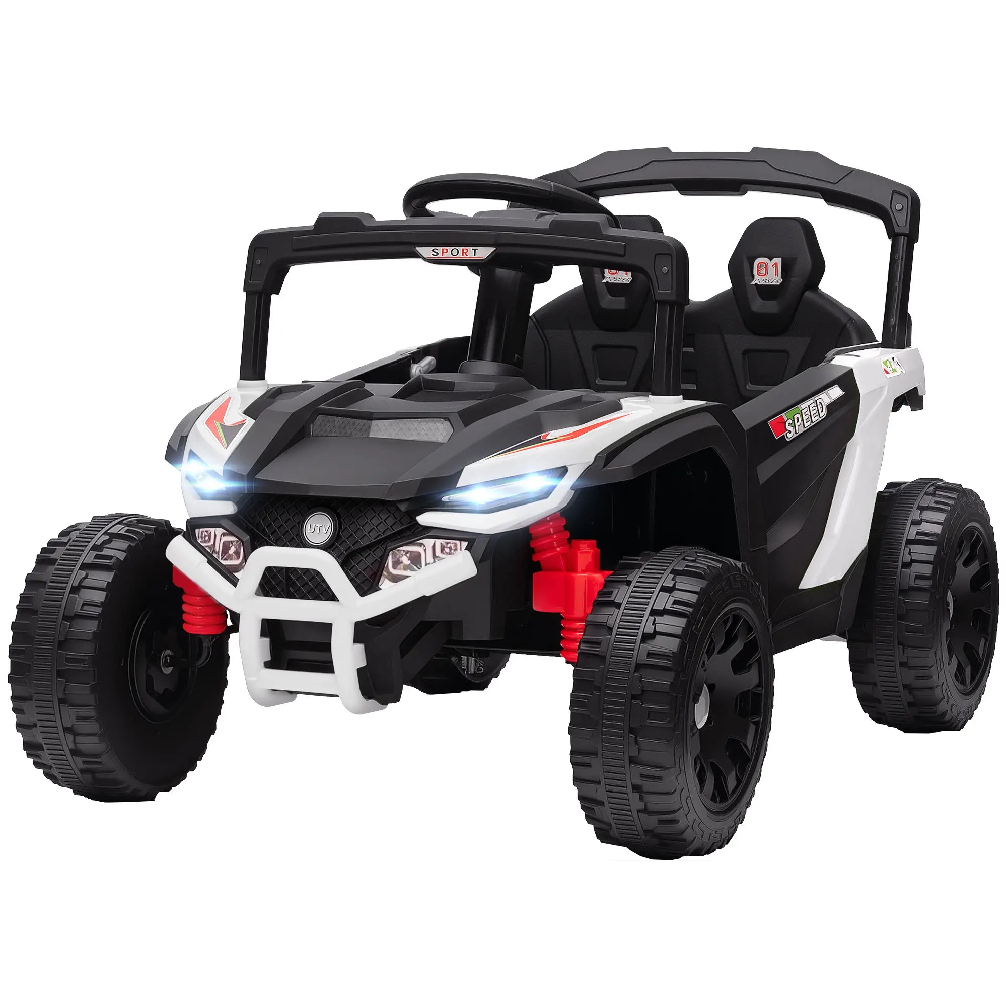 12V Kids Ride On Truck, Dual Motors, Rear Suspension, Remote Control, White Electric Toy Cars White, Black at Gallery Canada
