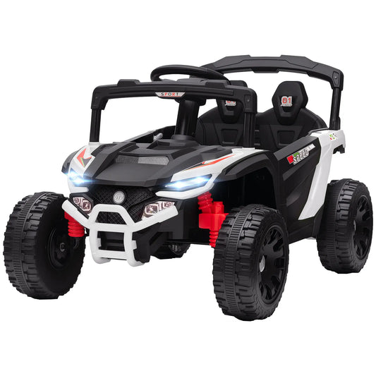 12V Kids Ride On Truck, Dual Motors, Rear Suspension, Remote Control, White Electric Toy Cars White, Black at Gallery Canada