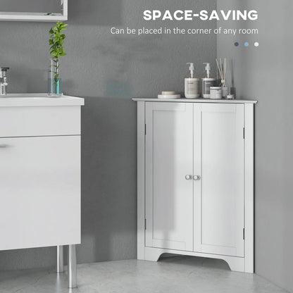 Modern Bathroom Storage Cabinet, Corner with Doors, Adjustable Shelf, White Bathroom Cabinets at Gallery Canada