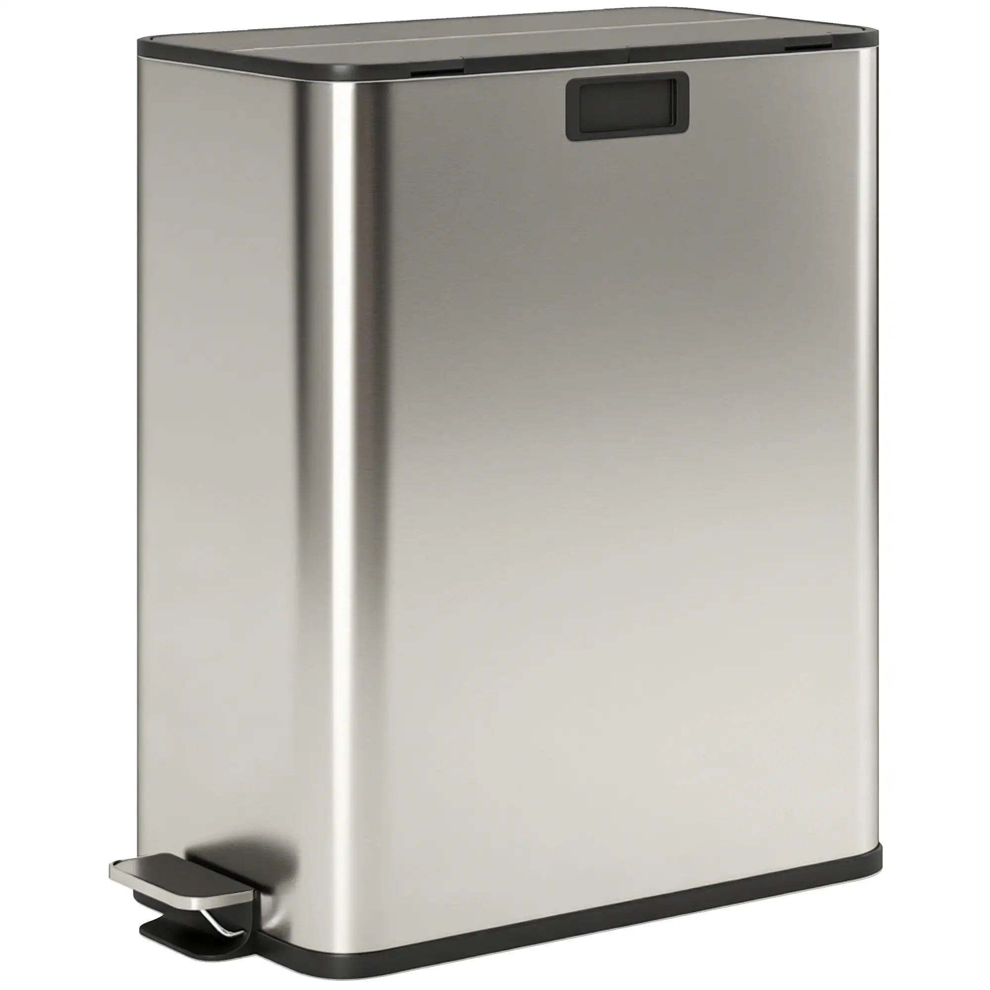 Dual Trash Can with Soft-Close Lid, Garbage Can with Removable Inner Bucket for Kitchen 14.8gal, Silver Household Supplies at Gallery Canada