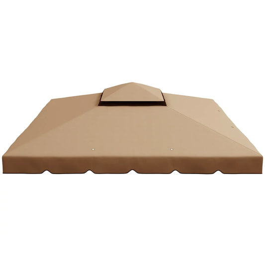 10' x 10' Replacement Canopy, Gazebo Top Cover, Double Vented Roof, Khaki Gazebos Khaki at Gallery Canada