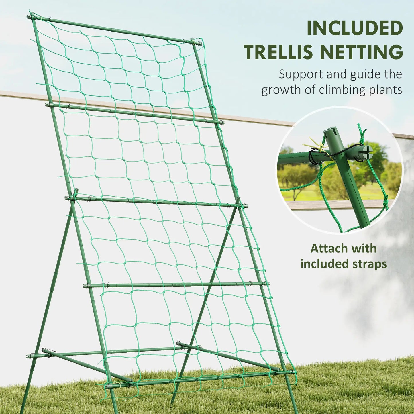 Adjustable A-Frame Garden Trellis, 20 Metal Clips, 4 Net Straps Plant Stands at Gallery Canada