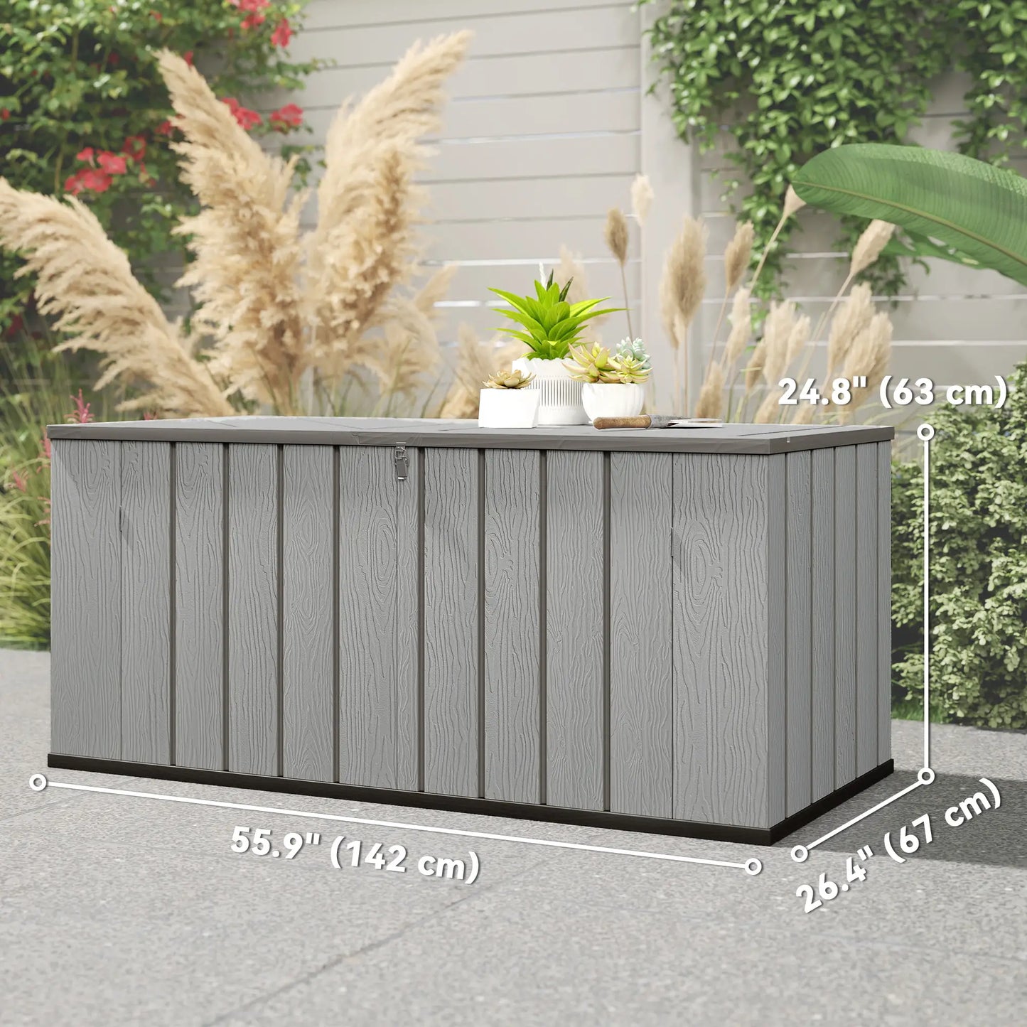 Large Capacity Outdoor Storage Box, 125.5 gal, Lockable Lid, Grey Patio Storage Boxes at Gallery Canada