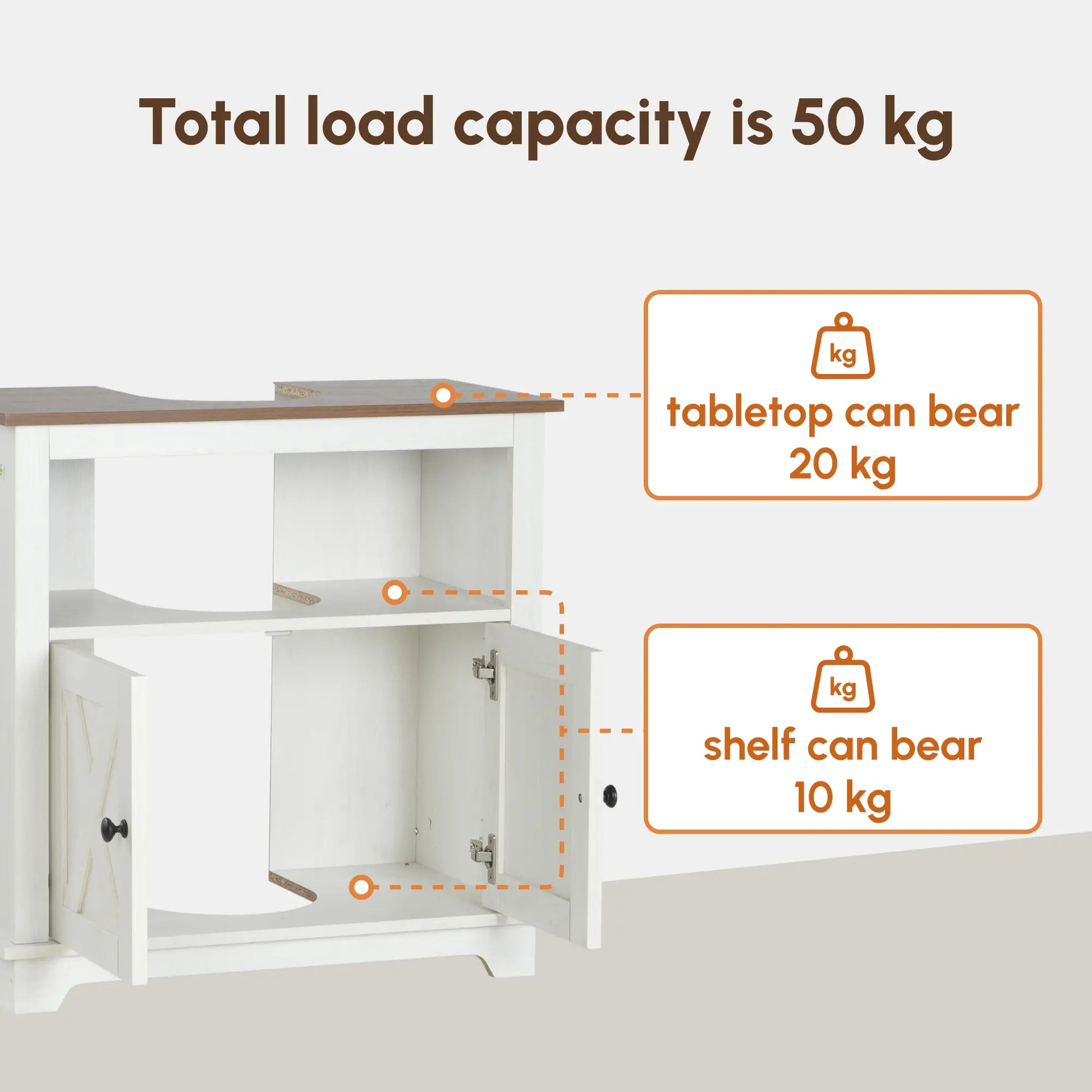 Farmhouse Bathroom Sink Cabinet, Double Door Storage, White Bathroom Cabinets at Gallery Canada