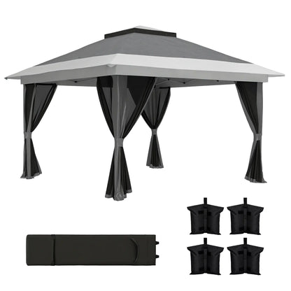 11.7' x 11.7' Pop Up Canopy Tent, UPF50+ Sun Shelter with Netting, Wheeled Bag Pop Up Canopies at Gallery Canada