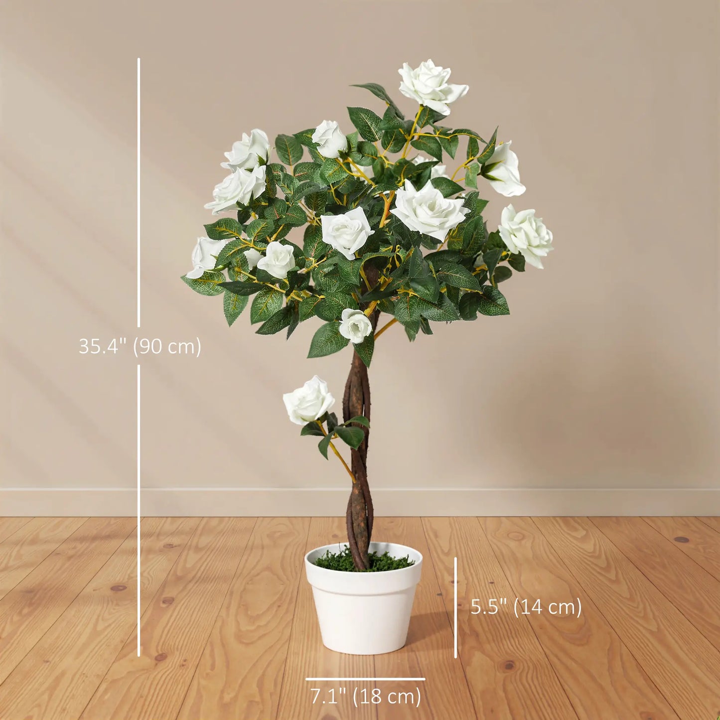 3FT White Rose Artificial Plant In Pot, Fake Plant For Indoor Decor, White Artificial Trees at Gallery Canada