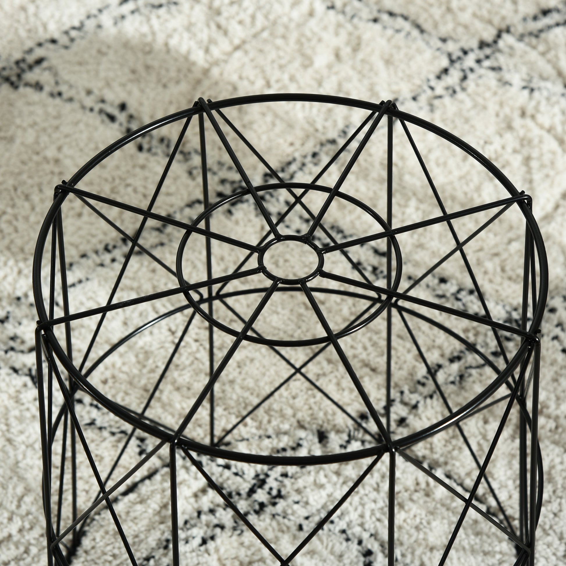 Set of 3 Nesting Coffee Tables with Storage, Round End Table with Removable Tray, Basket Side Tables with Metal Frame for Living Room, Black Side Tables at Gallery Canada