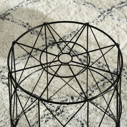 Set of 3 Nesting Coffee Tables with Storage, Round End Table with Removable Tray, Basket Side Tables with Metal Frame for Living Room, Black Side Tables at Gallery Canada