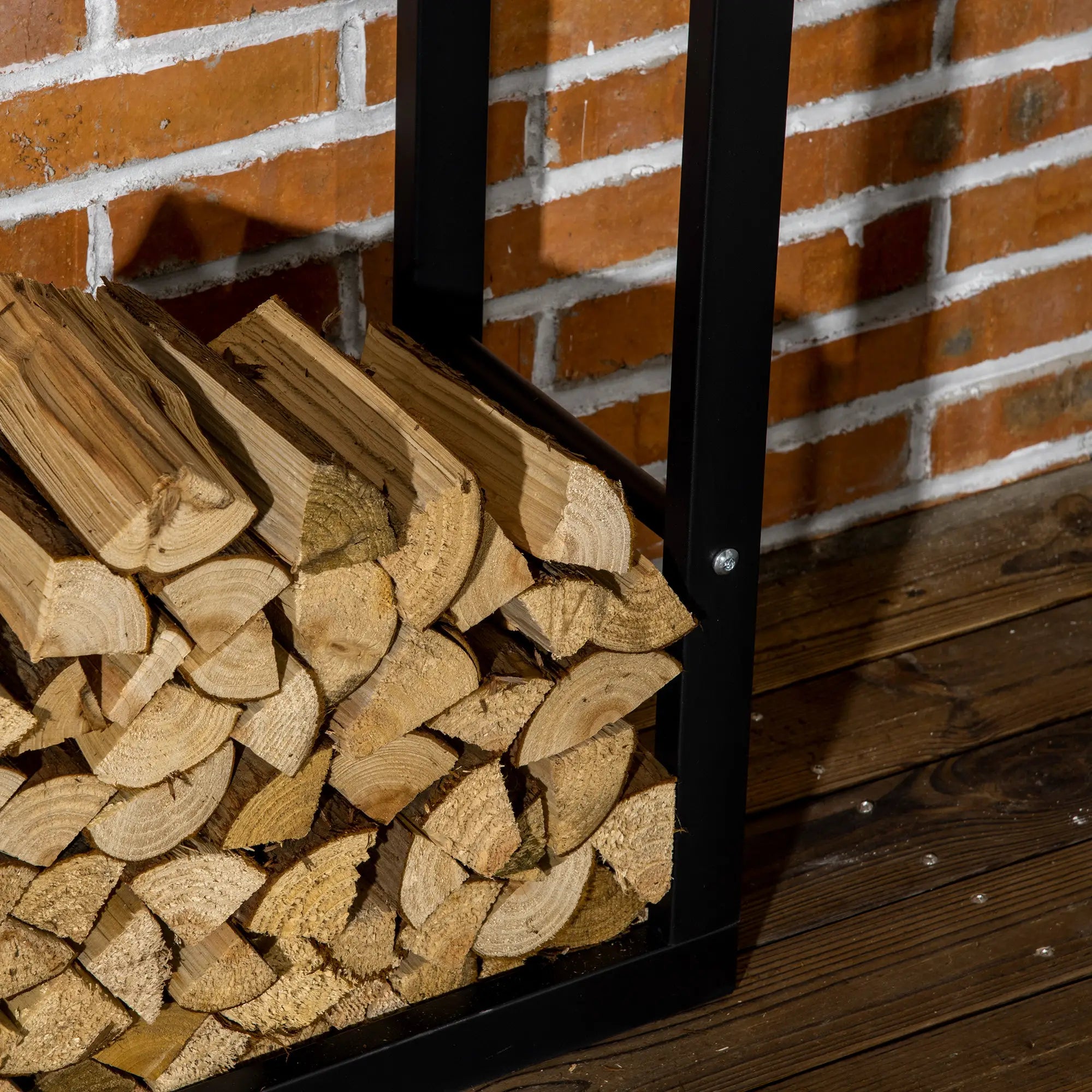 Outdoor Firewood Rack, Log Holder with Handles, 220 lbs Capacity, 23.6