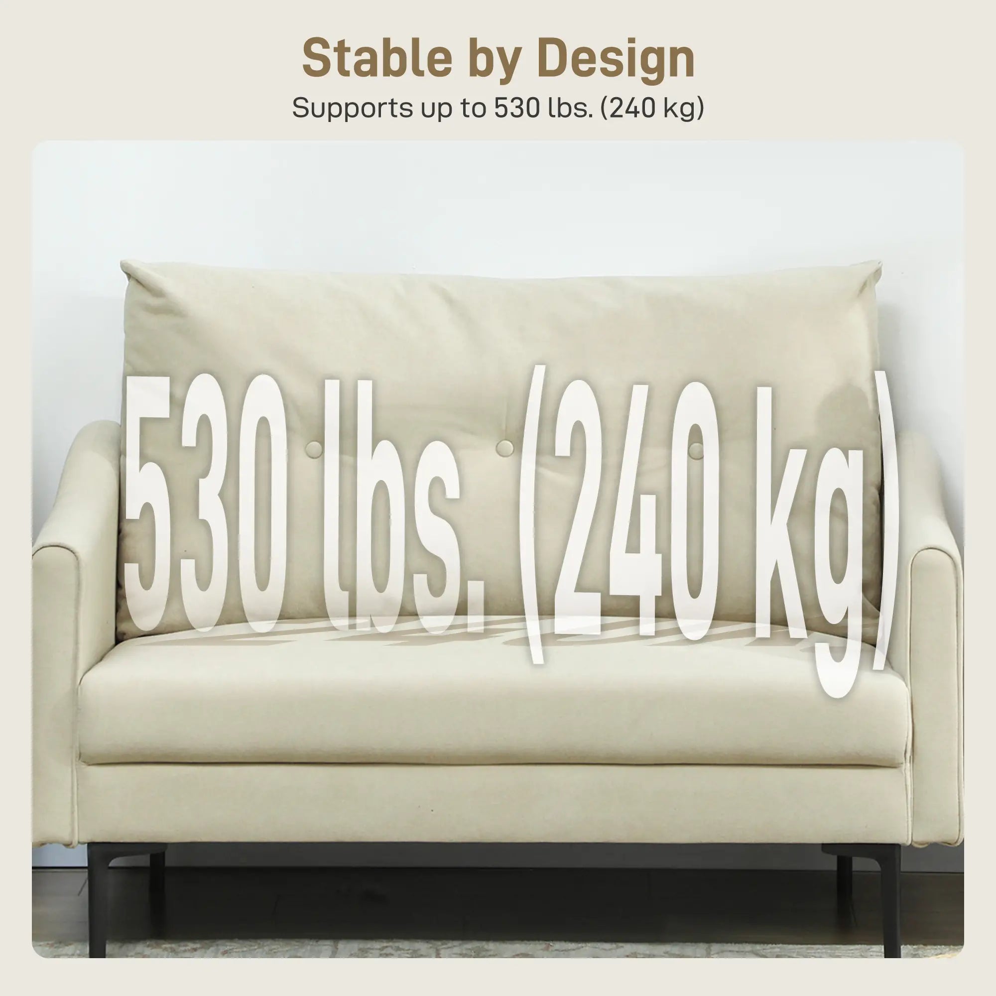 Small 2 Seater Sofa, High-Resilience Foam, Button Tufted, Cream White 2-Seater Sofas at Gallery Canada