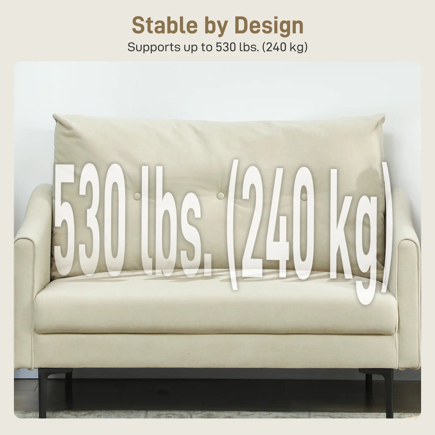 Small 2 Seater Sofa, High-Resilience Foam, Button Tufted, Cream White 2-Seater Sofas at Gallery Canada