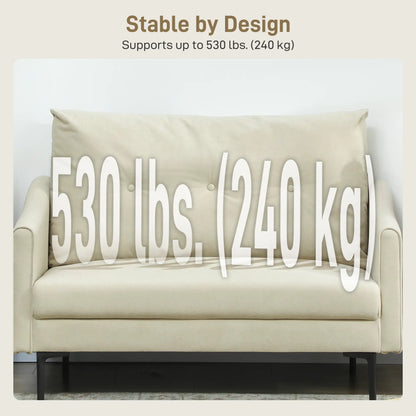 Small 2 Seater Sofa, High-Resilience Foam, Button Tufted, Cream White 2-Seater Sofas at Gallery Canada