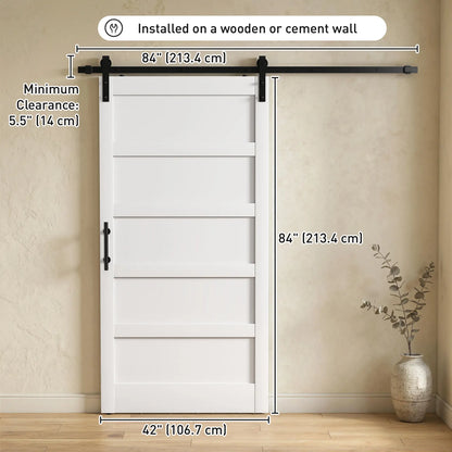 42x84 Sliding Barn Door Kit, Shaker Style, Wood Grain, White Door Hardware at Gallery Canada