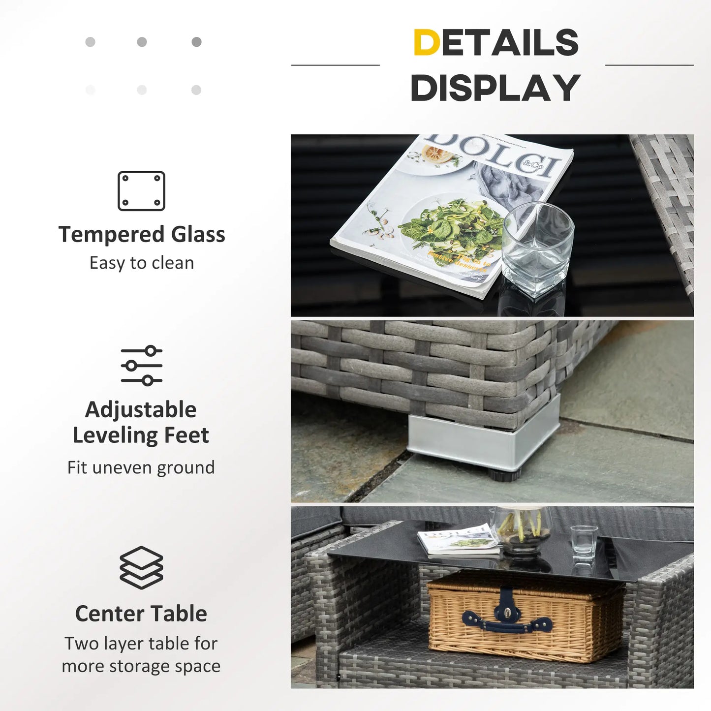 5-Piece Wicker Patio Set, 4" Thick Cushions, Outdoor PE Rattan Sofa, Grey Patio Furniture Sets at Gallery Canada