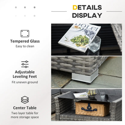 5-Piece Wicker Patio Set, 4" Thick Cushions, Outdoor PE Rattan Sofa, Grey Patio Furniture Sets at Gallery Canada