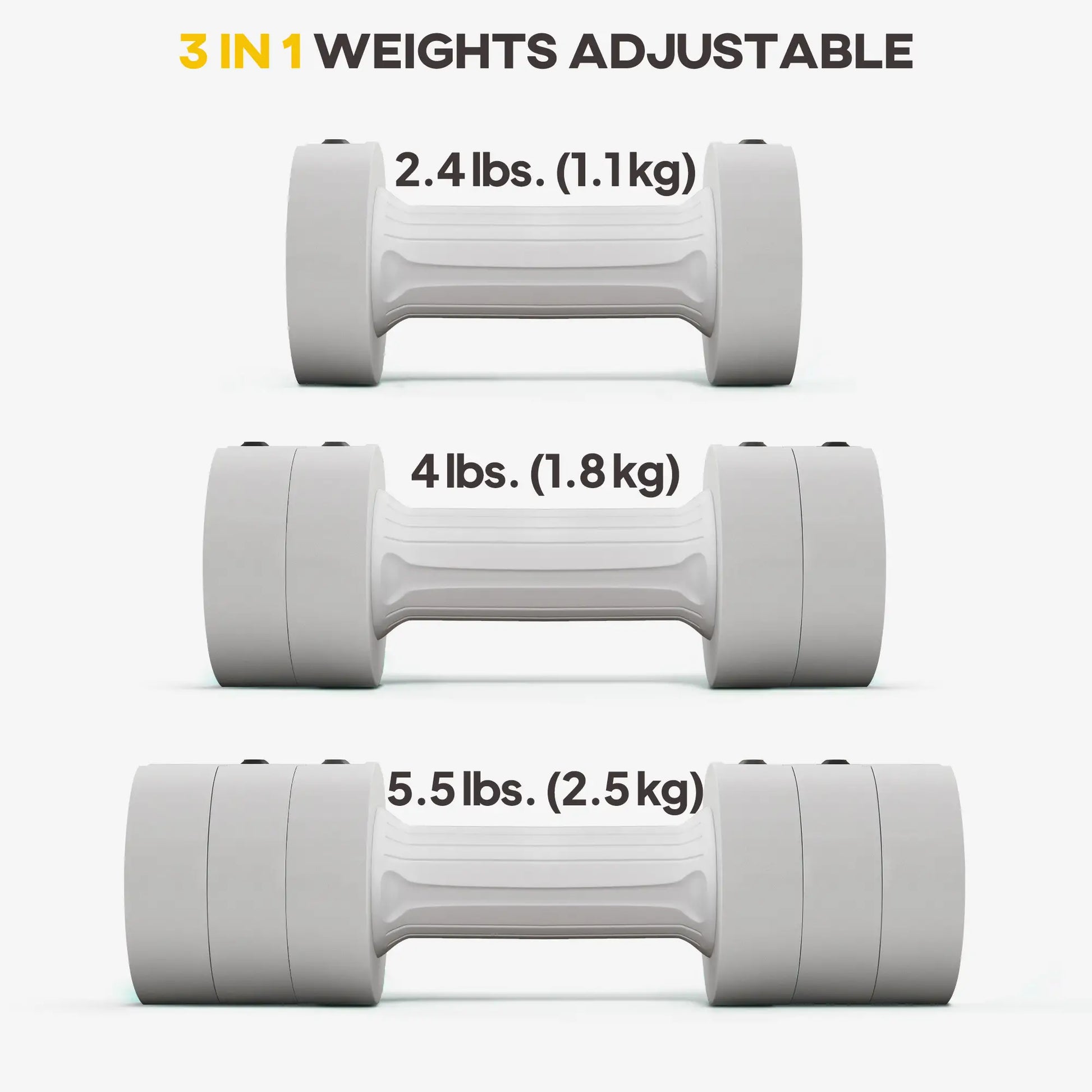 11lbs Adjustable Dumbbell Set, 12 Weight Plates, Non-Slip Handles, White Dumbbells & Barbells at Gallery Canada