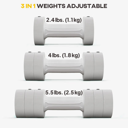 11lbs Adjustable Dumbbell Set, 12 Weight Plates, Non-Slip Handles, White Dumbbells & Barbells at Gallery Canada