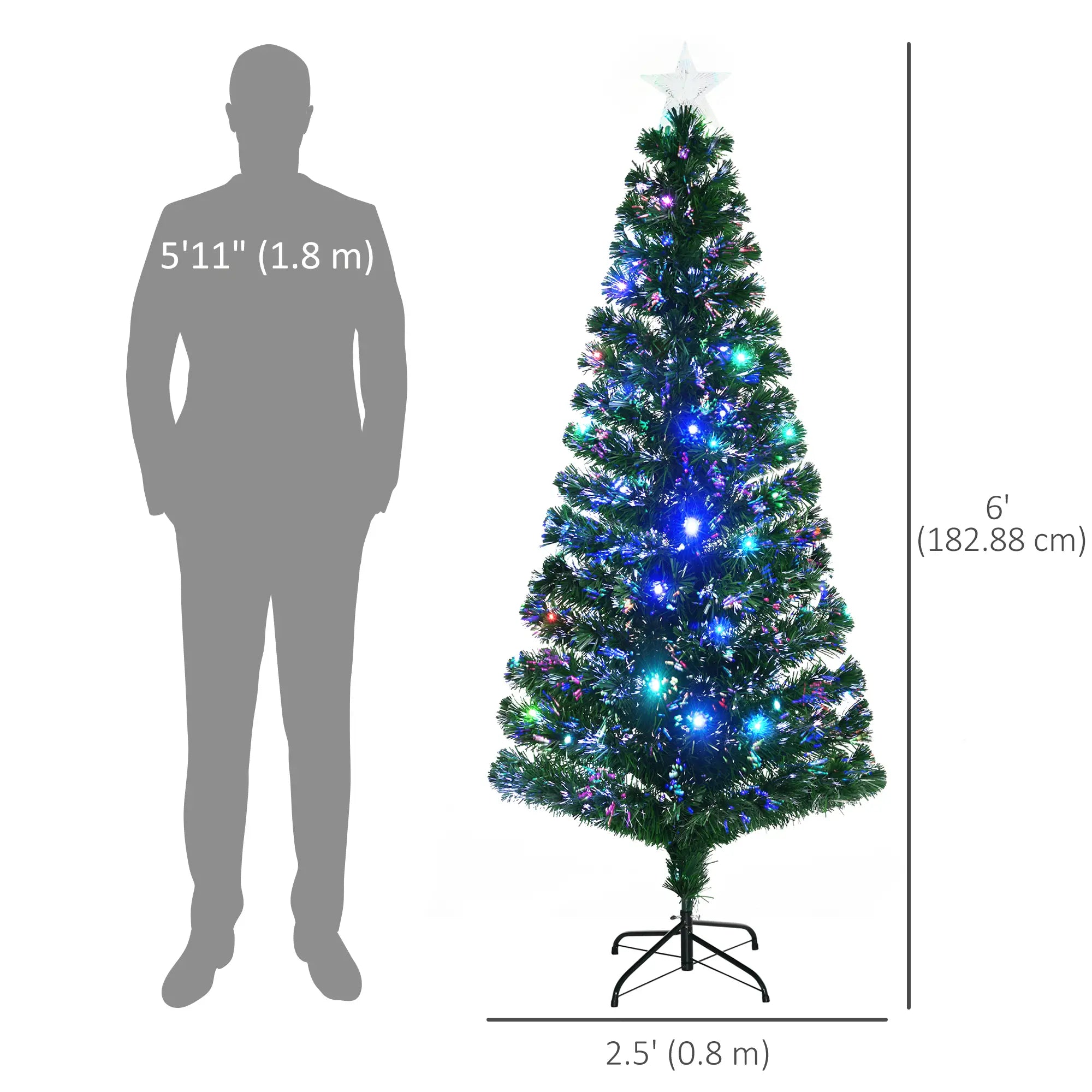 6FT Pre-Lit LED Artificial Christmas Tree, with Stand, Green Pre Lit Christmas Trees at Gallery Canada