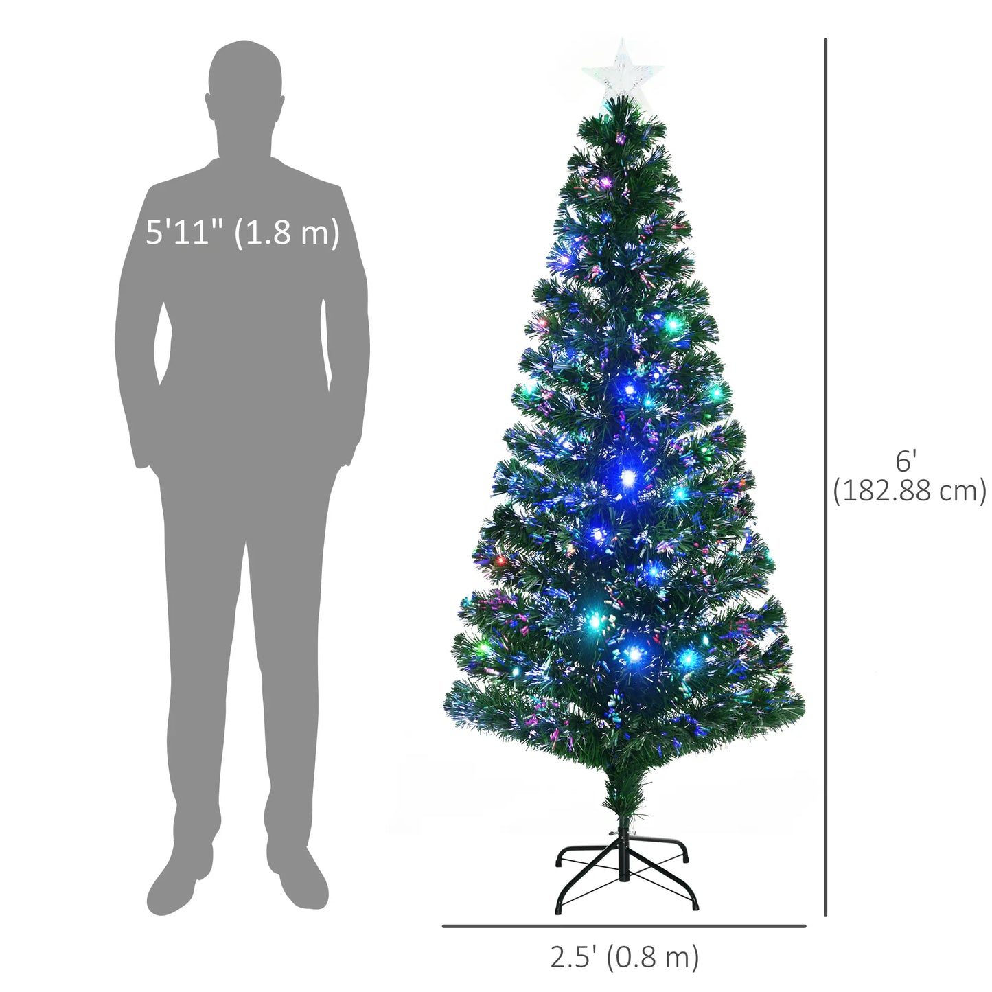 6FT Pre-Lit LED Artificial Christmas Tree, with Stand, Green Pre Lit Christmas Trees at Gallery Canada