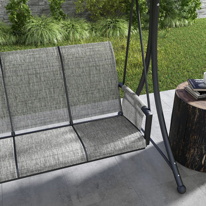3 Person Porch Swing, Adjustable Canopy, Mixed Grey, Grey Porch Swings with Canopy at Gallery Canada