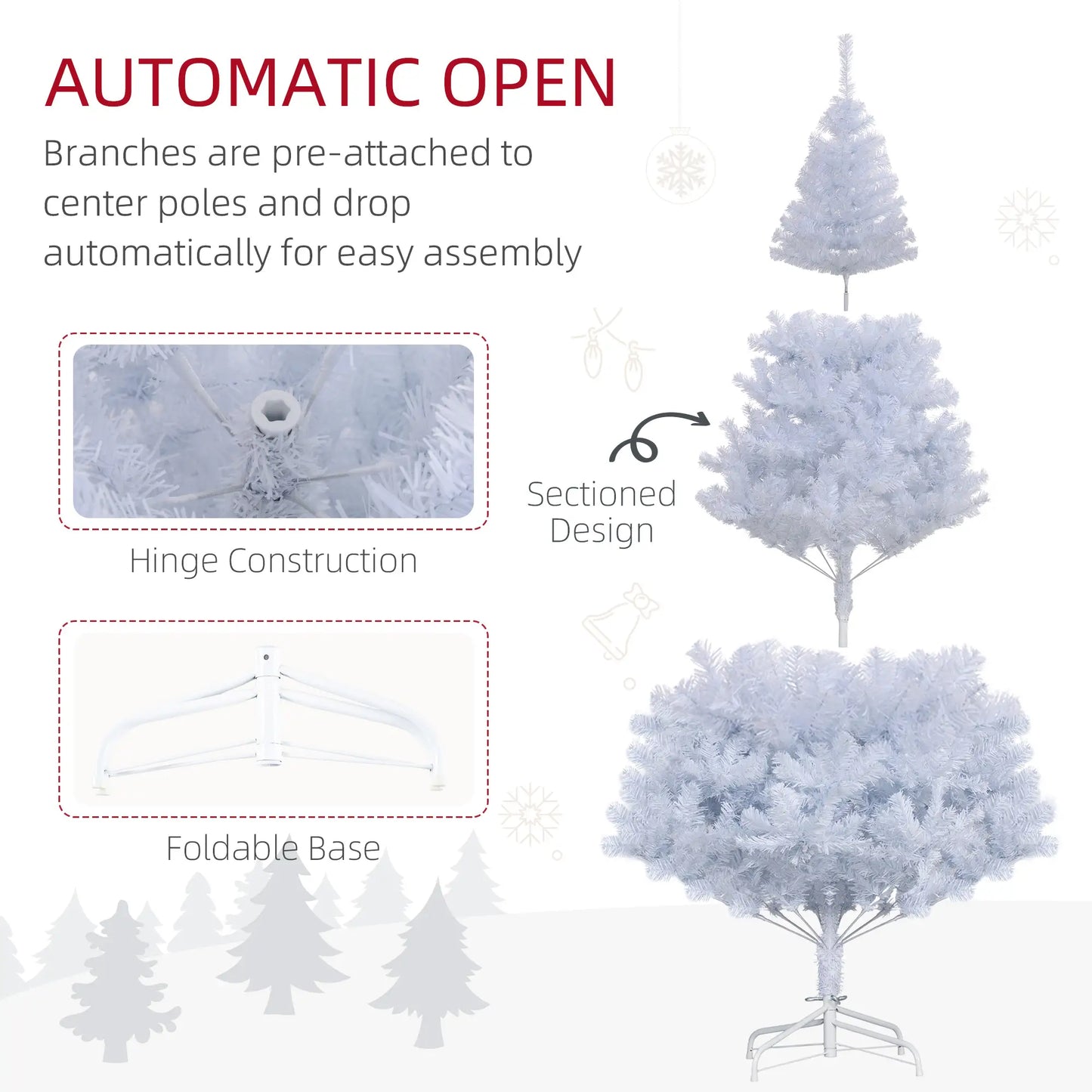 6ft Artificial Christmas Tree, 928 Branch Tips, Metal Stand, White White Christmas Trees at Gallery Canada