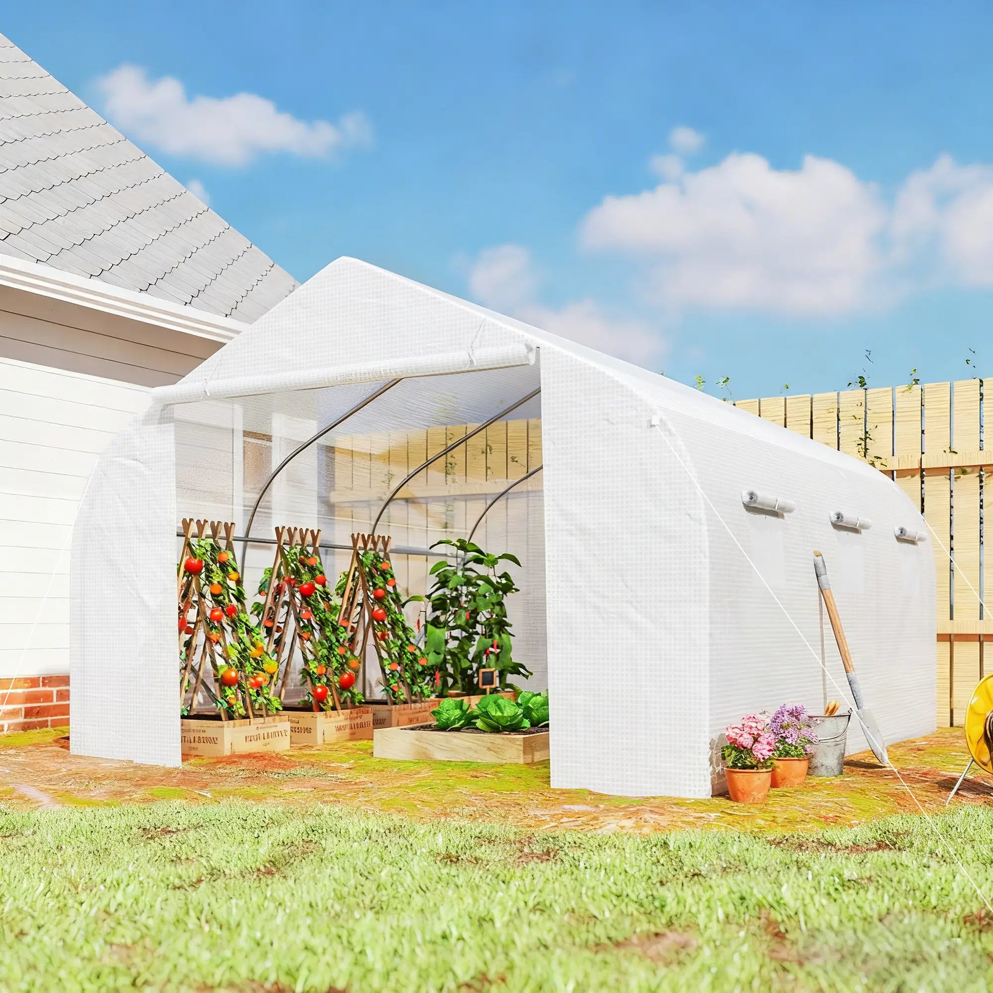 15'x10'x7' Greenhouse, Planting Shed, White Walk In Greenhouses at Gallery Canada