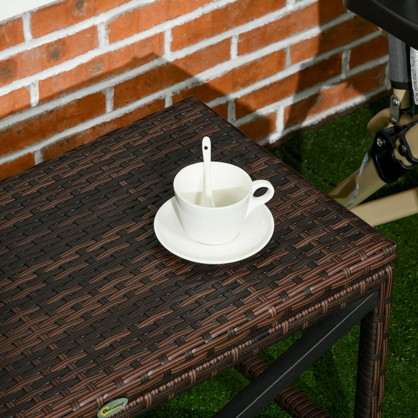 Patio Wicker End Table, Outdoor PE Rattan Side Table, Mixed Brown, Brown Patio Side Tables at Gallery Canada