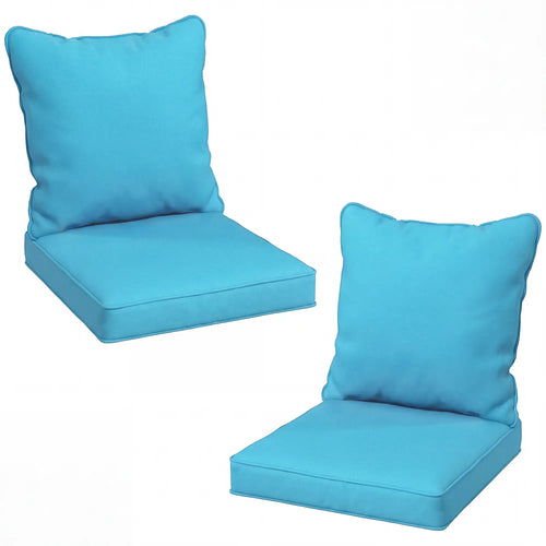 Patio Chair Cushions Set, 2 Seat Cushion Back Pillows, Turquoise