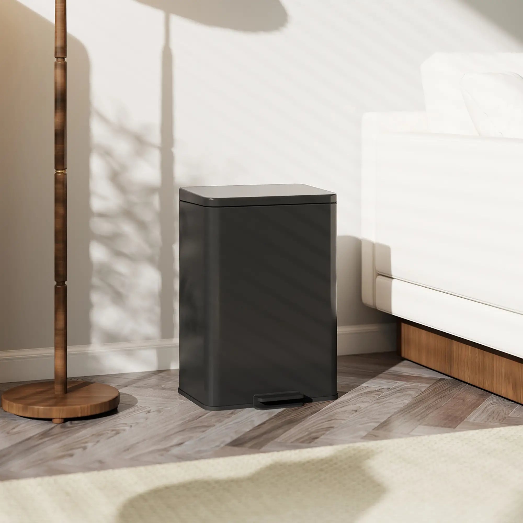 5.3 Gallon Garbage Bin with Soft Close Lid, Removable Inner Bucket, Matte Black Small Kitchen Appliances at Gallery Canada