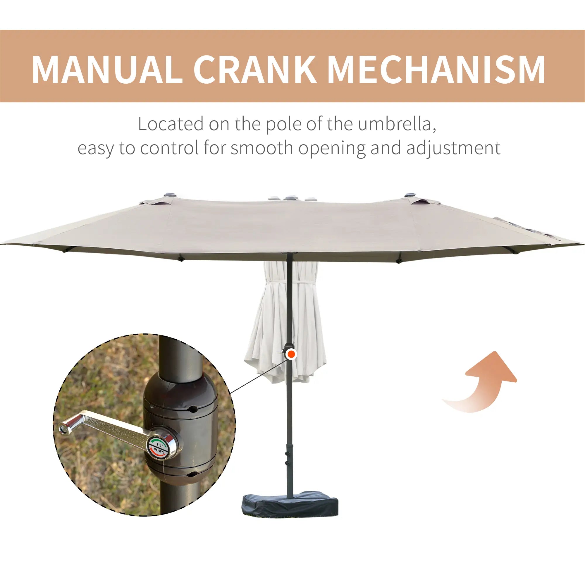 15' Outdoor Patio Umbrella, Twin Canopy Sunshade, Steel Table, Light Grey Double-sided Umbrellas at Gallery Canada