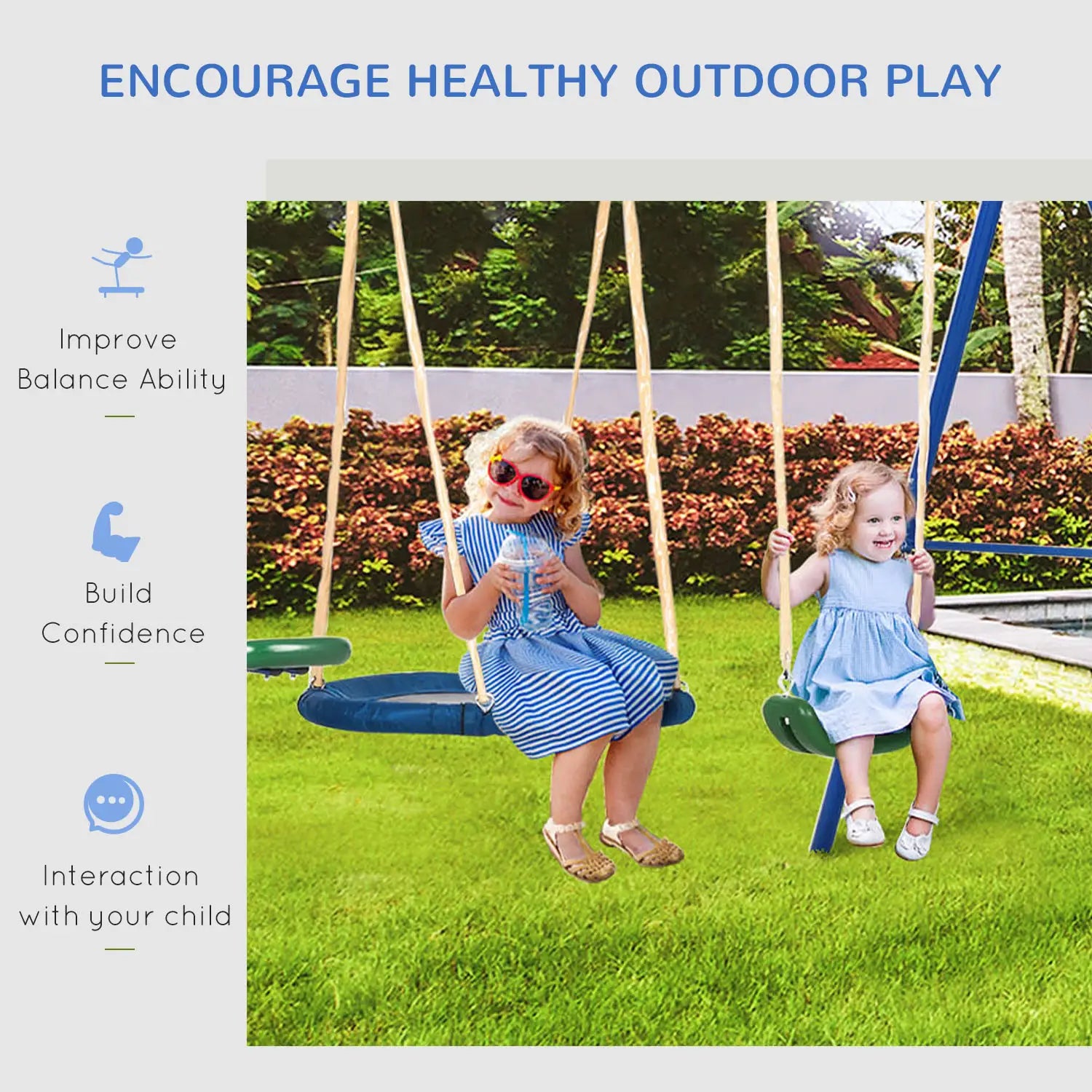 5 in1 Kids Swing Set, Saucer Swing, Slide, Seesaw, Glider, Swing Seat Gym Sets & Swings at Gallery Canada
