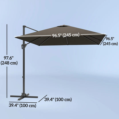 8'x8' Square Patio Hanging Offset Umbrella, Outdoor Cantilever Parasol, Tan Offset Cantilever Umbrellas at Gallery Canada