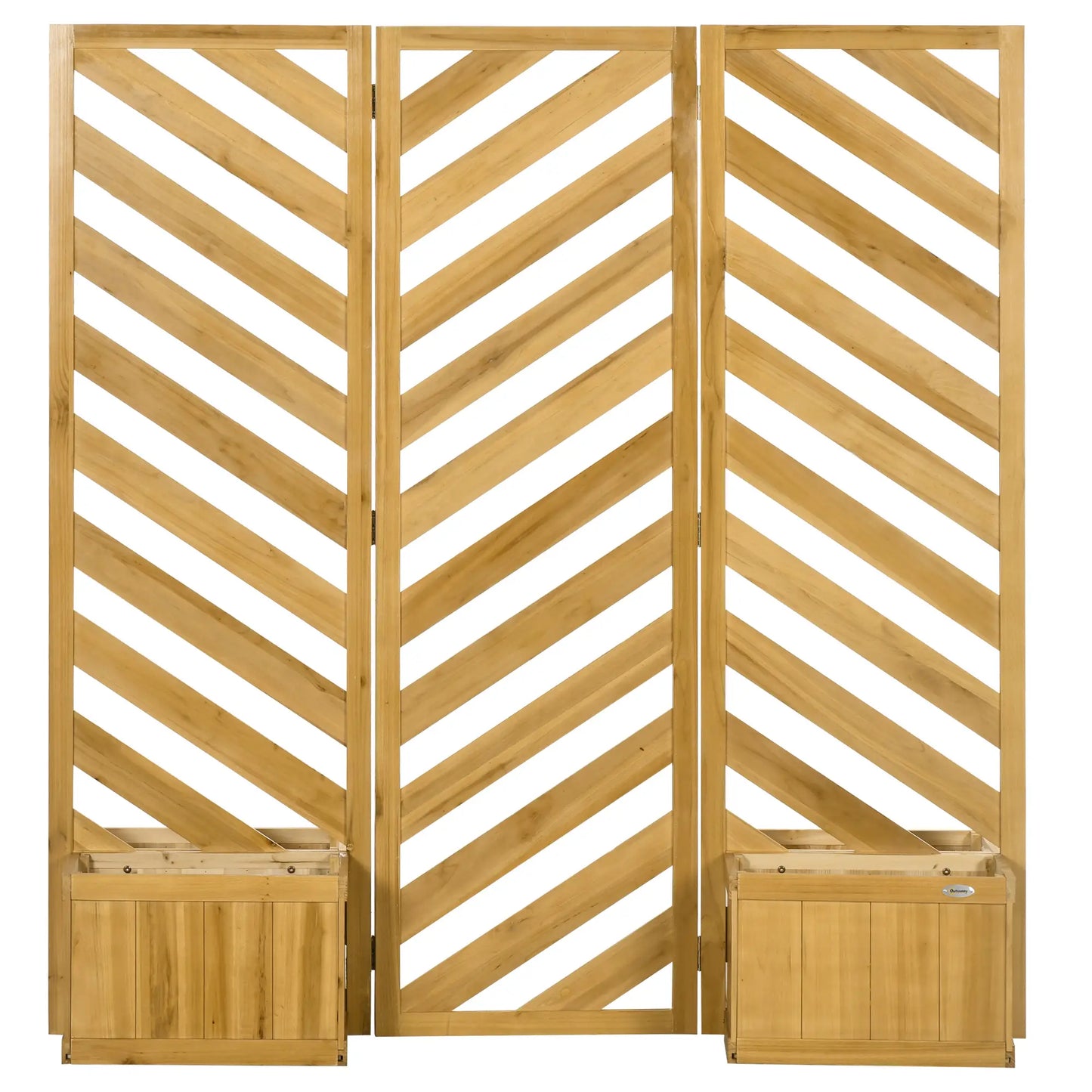 65" Folding Privacy Screen With Planters, For Patio Deck, Brown Side Awnings at Gallery Canada