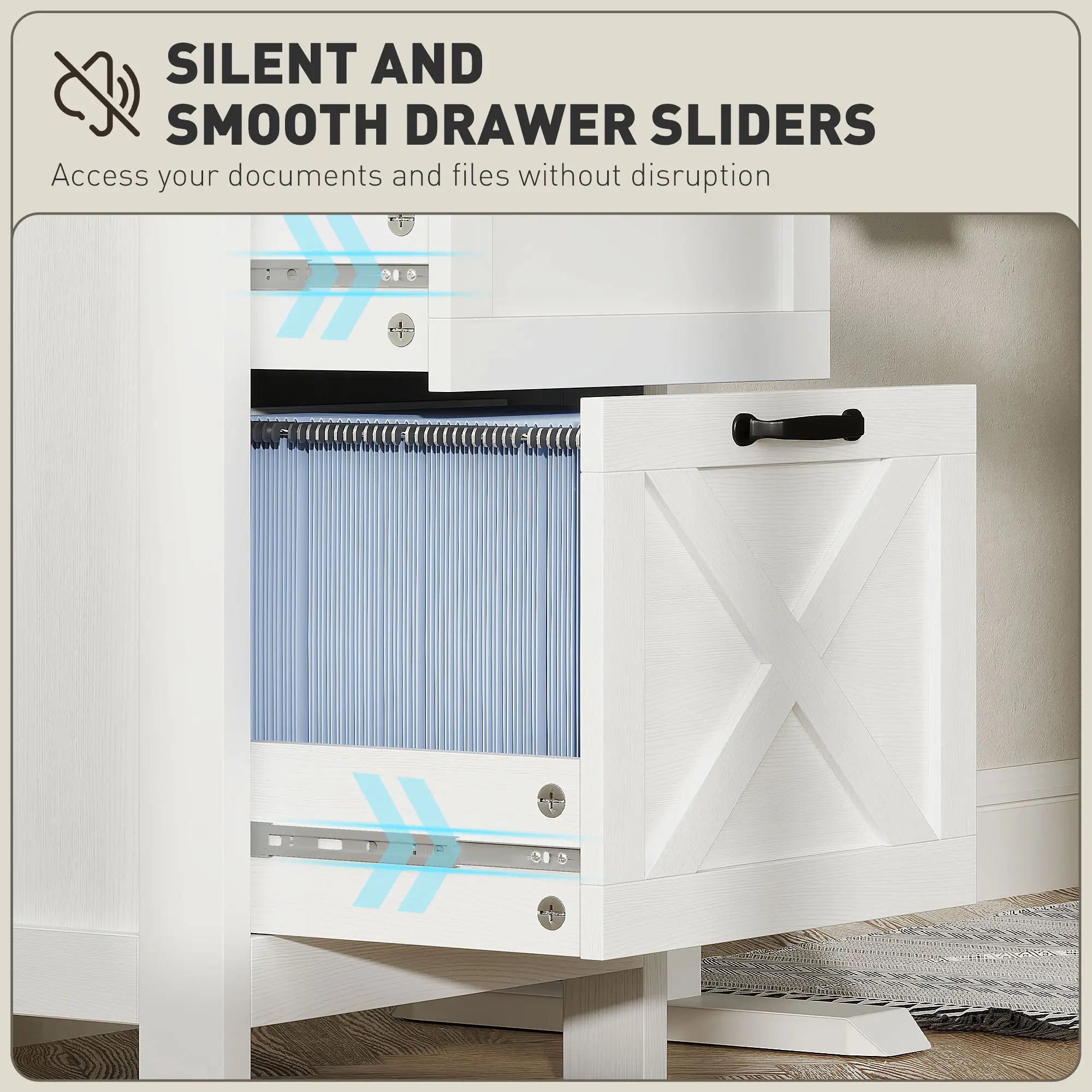 2 Drawer Vertical Filing Cabinet, Rustic Farmhouse, A4 Letter Size, Distressed White, White Office Cabinets & Cupboards at Gallery Canada