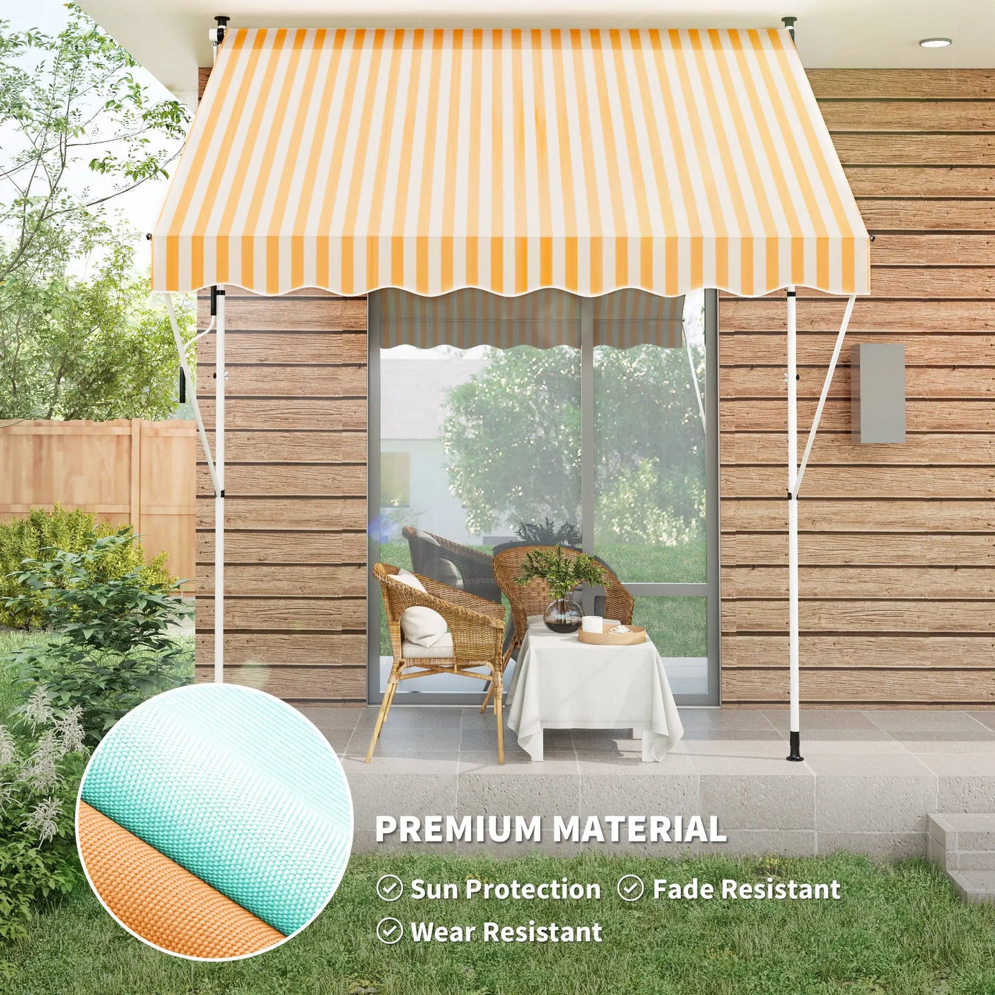10x5ft Manual Retractable Awning, Sun Shade Canopy, Water Resistant, Yellow Door Awnings at Gallery Canada