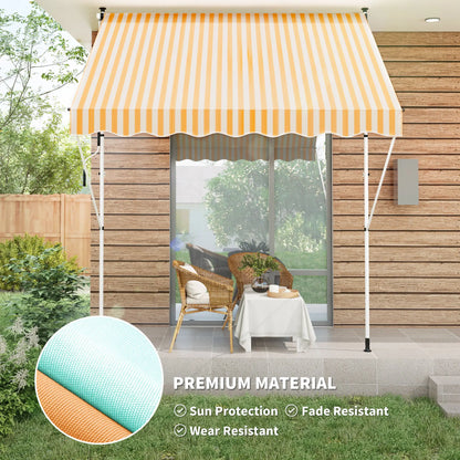 10x5ft Manual Retractable Awning, Sun Shade Canopy, Water Resistant, Yellow Door Awnings at Gallery Canada