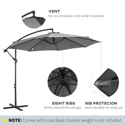 9.7ft Offset Patio UmbrellaCantilever Parasol with Crank Handle, 8 Ribs and Cross Base for Outdoor, Sun Shade, Cream Offset Cantilever Umbrellas at Gallery Canada