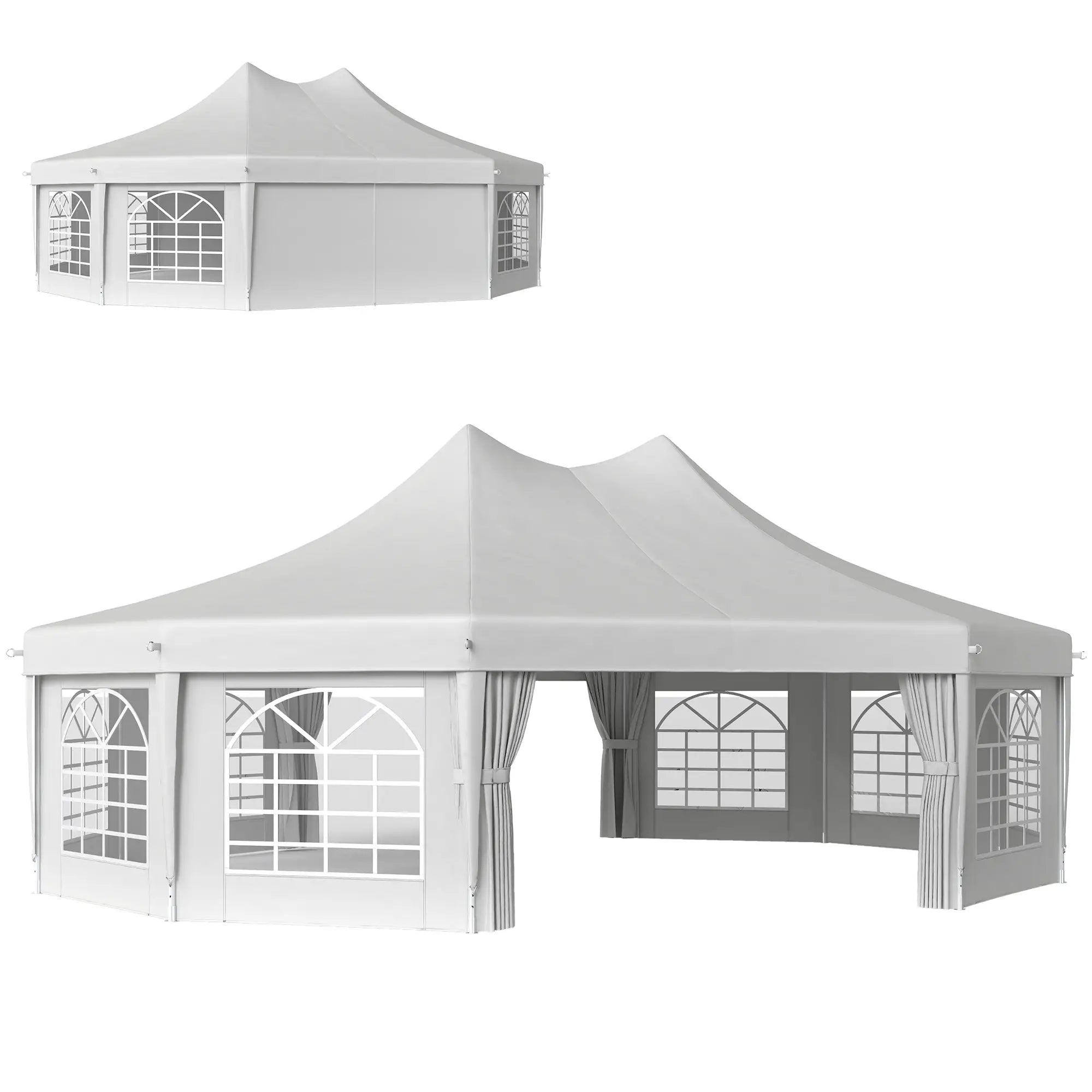 21' x 29' White Wedding Tent, High Peak Decagonal Gazebo With Removable Walls, White Canopy Tents at Gallery Canada