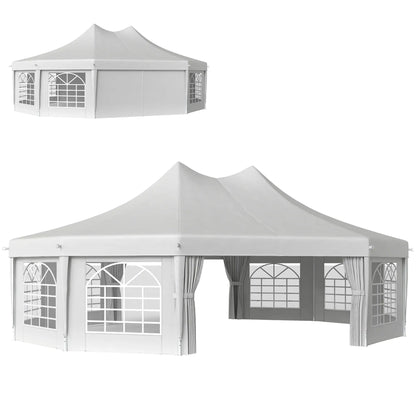 21' x 29' White Wedding Tent, High Peak Decagonal Gazebo With Removable Walls, White Canopy Tents at Gallery Canada