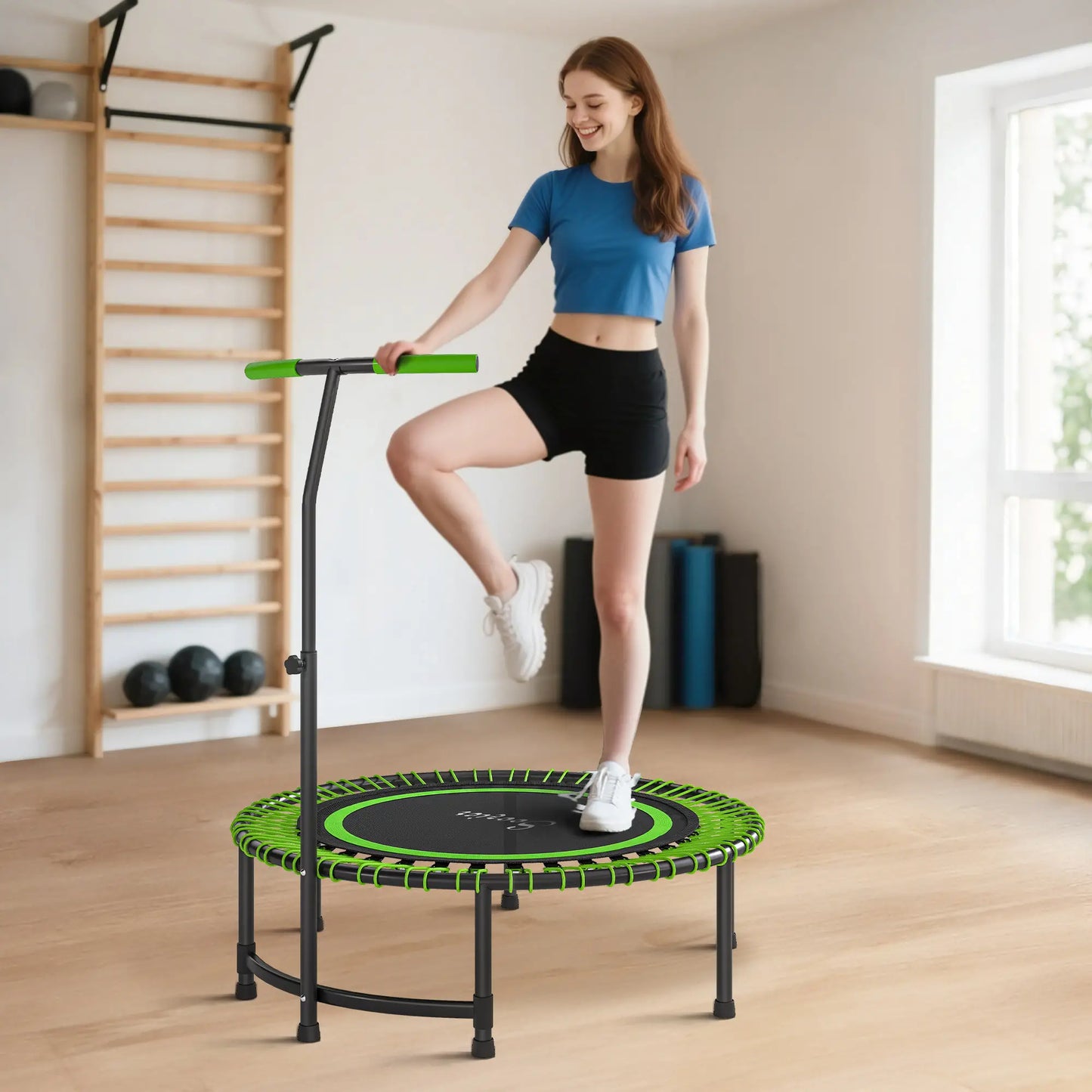 45" Rebounder Trampoline for Adults, Mini Fitness Bungee Rebounder with Adjustable Handle Trampolines at Gallery Canada