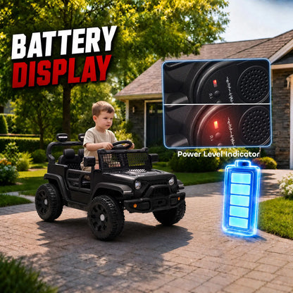 Voiture électrique pour enfants 12V, télécommande, double moteur, noire, noire